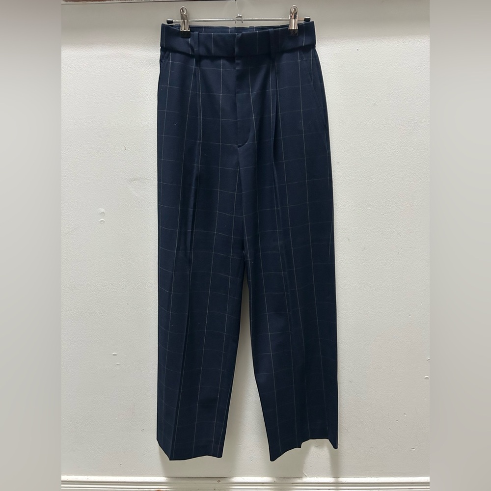 Uniqlo Pleated Windowpane Wide Leg Pants